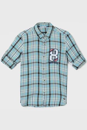 Lifestyle Boys Spread Collar Tartan Checked Cotton Casual Shirt