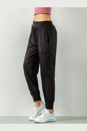 JC Collection Women Black Solid Relaxed-Fit Joggers