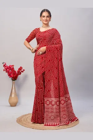 HERE&NOW Ajrak Block Block Print Saree