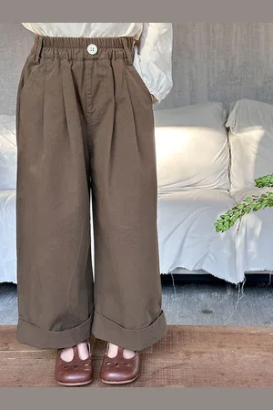 LULU & SKY Girls Straight Fit High-Rise Pleated Trousers