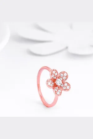GIVA 925 Sterling Silver Rose Gold Plated Stones Studded Finger Ring