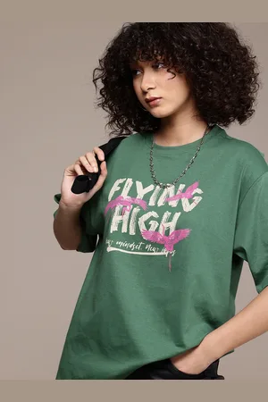 Roadster The Life Co. Typography Printed Drop-Shoulder Pure Cotton Oversized T-shirt