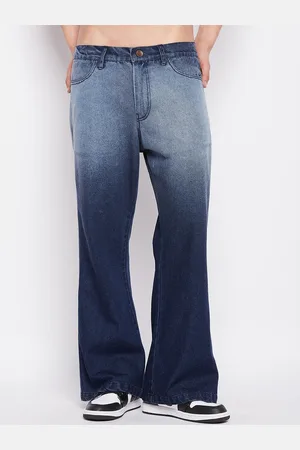FUGAZEE Men Tie and Dye Bootcut Trousers Pure Cotton Trousers