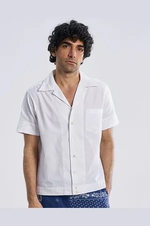 Terra Luna Men Cuban Collar Solid Khadi Casual Shirt