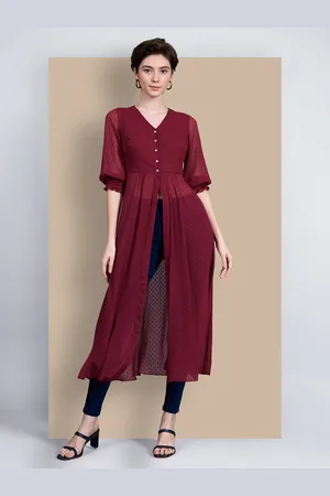 Chemistry Women V-Neck 3/4 Sleeves solid empire Maxi Work wear Top