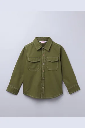 taffykids Boys Relaxed Fit Spread Collar Solid Casual Shirt