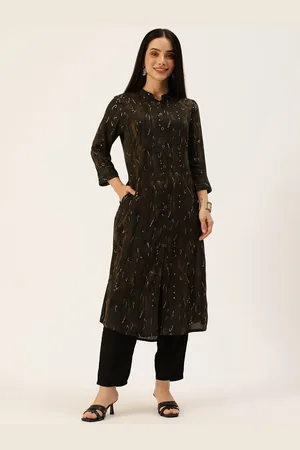 Amukti Printed Mandarin Collar Kurta
