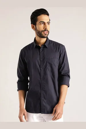 Indian Terrain Men Classic Fit Spread Collar Solid Cotton Casual Shirt