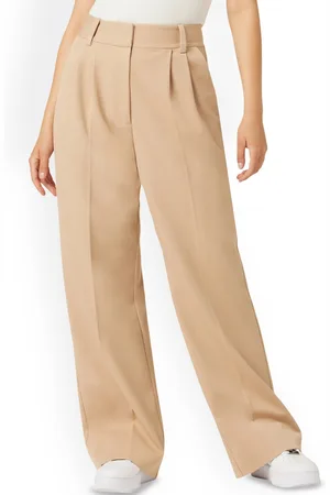 FNOCKS Women Tailored High-Rise Stain Resistant Pleated Trousers