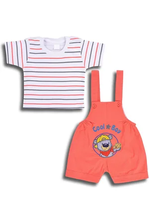 Wish Karo Boys Striped T-shirt With Dungaree Set