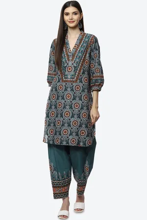 Biba Women Green Ethnic Motifs Printed Kurta with Salwar