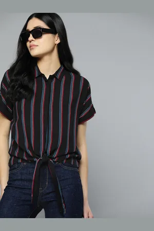 HARVARD Women Striped Waist Tie-Up Casual Shirt