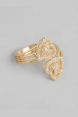DressBerry Women Stone-Studded Heart-Shaped Adjustable Finger Ring