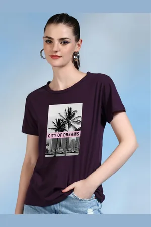 Moda Rapido Women Printed Tropical Bio Finish Pockets T-shirt