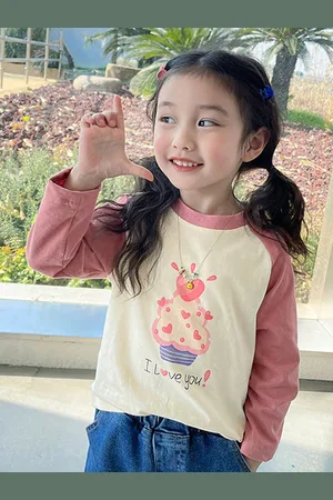 LULU & SKY Girls Graphic Printed Round Neck Cotton Relaxed Fit T-shirt