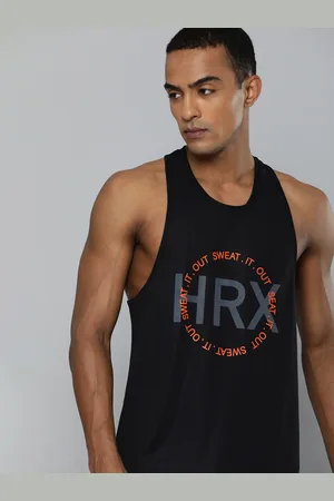 HRX Training Men Black Rapid-Dry Typography Tshirts