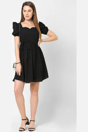 MISH Women Sweetheart Neck Puff Sleeve Fit & Flare Dress