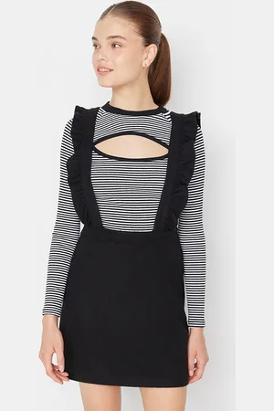 Trendyol Women Black Pinafore Mini Dress