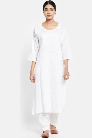 Fabindia Women White Embroidered Chikankari Kurta