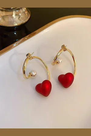 Krelin Rhodium-Plated Pearl Studded Heart Shaped Half Hoop Earrings