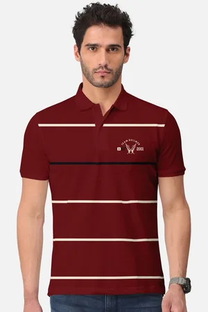 bullmer Striped Polo Collar Cotton T-Shirt