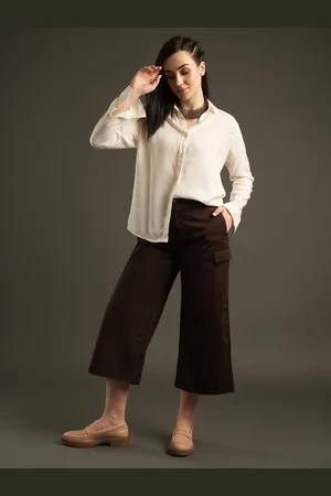 Globus Women Relaxed Mid-Rise Cotton Cargos Trousers