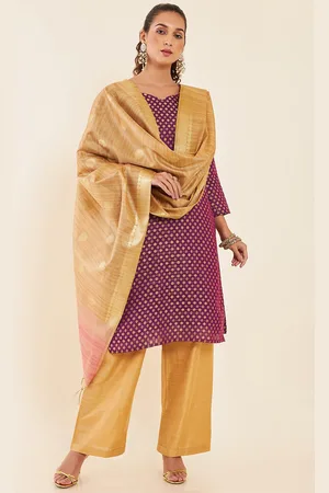 Soch Ethnc Motif Chanderi Unstitched Dress Material