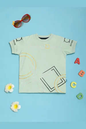 V-Mart Boys Typography Printed Round Neck Cotton T-shirt