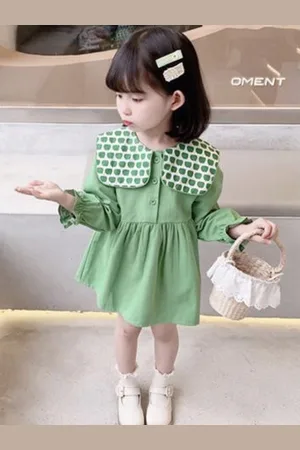 LULU & SKY Girls Printed Peter Pan Collar Puff Sleeve Fit & Flare Dress