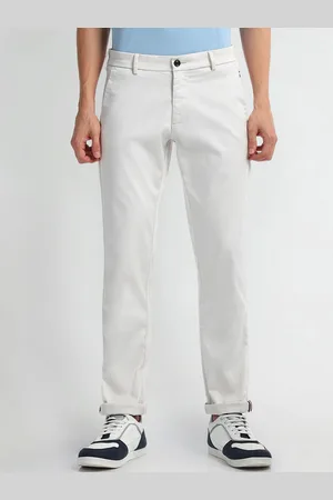 Arrow Men Mid-Rise Zip Flat-Front Cotton Slim Fit Trouser