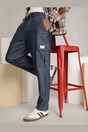 WROGN Men Pure Cotton Cargo Styles Loose Fit Trousers