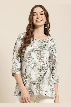 HERE&NOW Abstract Printed Boat Neck Straight Kurti