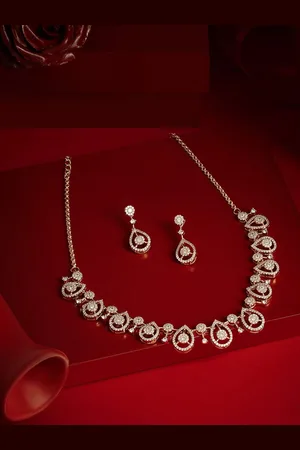 Ami Rose Gold-Plated Cubic Zirconia-Studded Dazzling Necklace and Earrings