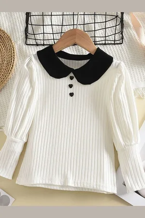 LULU & SKY Girls Checked V-Neck Pockets T-shirt
