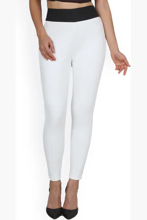 Cation Women White Woven Jeggings