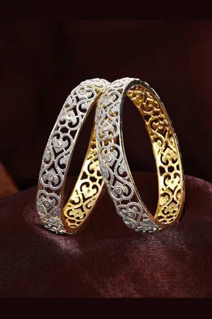 ESTELE Set Of 2 Gold-Plated Crystal-Studded Bangles