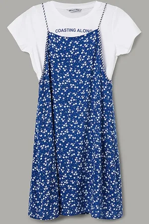 Lifestyle Girls Floral Printed Flared Pinafore Dress