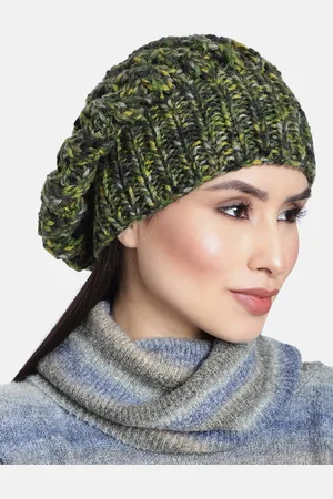 Magic Needles Women Green Woollen Handknitted Beanie