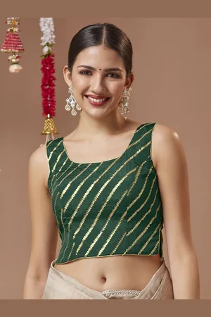 SALWAR STUDIO Georgette Round Neck Padded Sleeveless Readymade Blouse