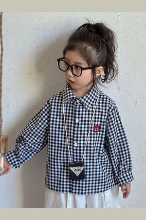 LULU & SKY Girls Gingham Checks Opaque Checked Casual Shirt