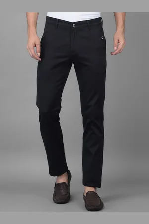 Canary London Men Black Smart Slim Fit Wrinkle Free Trousers
