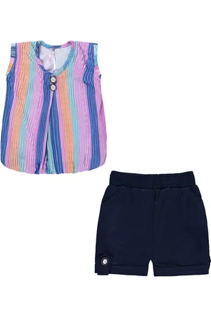Wish Karo Girls Striped Top with Shorts
