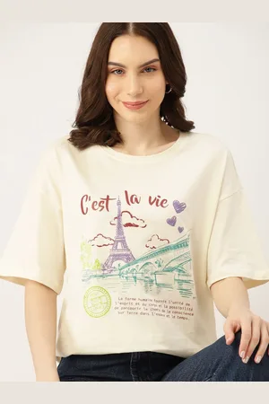 DressBerry Women Graphic Printed Round Neck Cotton Oversized T-shirt