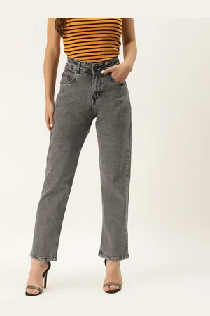 PARIS HAMILTON Women Charcoal Grey Boyfriend Fit High-Rise Light Fade Stretchable Jeans
