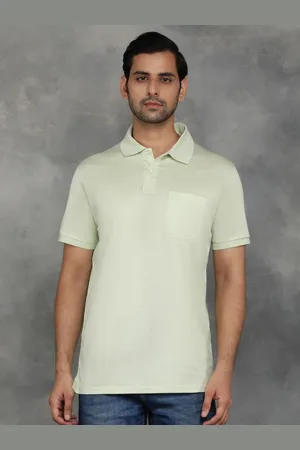 JADE BLUE Men Solid Polo Collar Cotton T-shirt