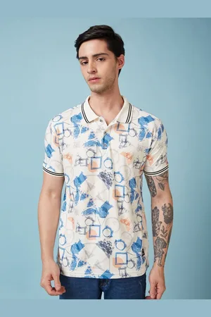 Status Quo Men Geometric Printed Polo Collar Regular Fit T-shirt
