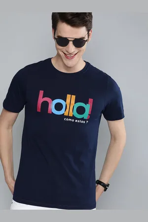 Mast & Harbour Men Navy Blue Printed Round Neck T-shirt