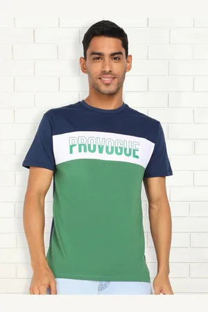 Provogue Men Typography Checked Applique T-shirt
