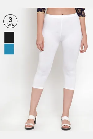 Jinfo Pack Of 3 Women Solid Cotton Lycra Capri