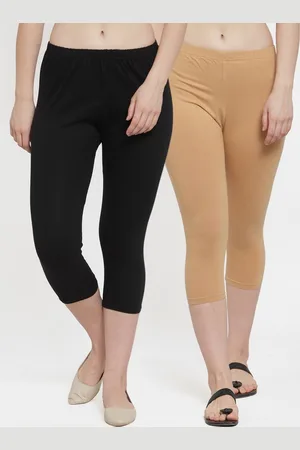 Jinfo Women Black & Beige Pack Of 2 Capris